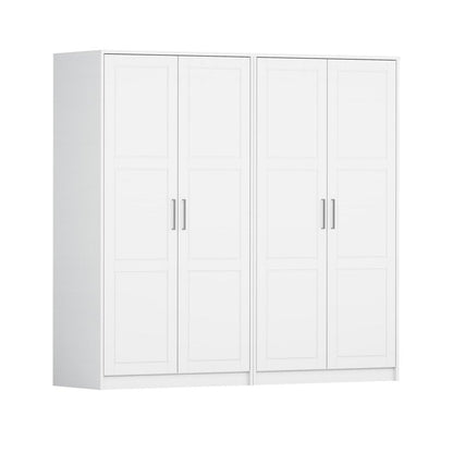 72" White Solid Wood Four Door Combo Dresser