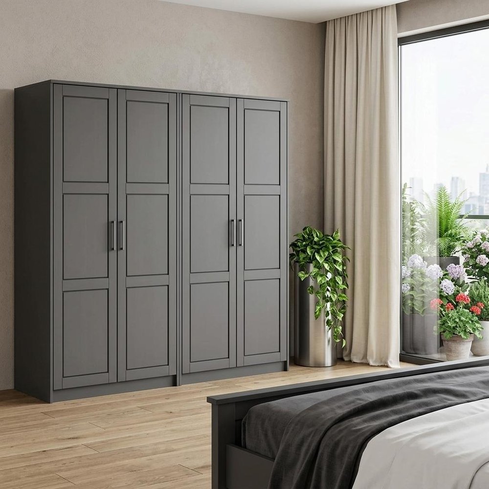 72" White Solid Wood Four Door Combo Dresser — view 14