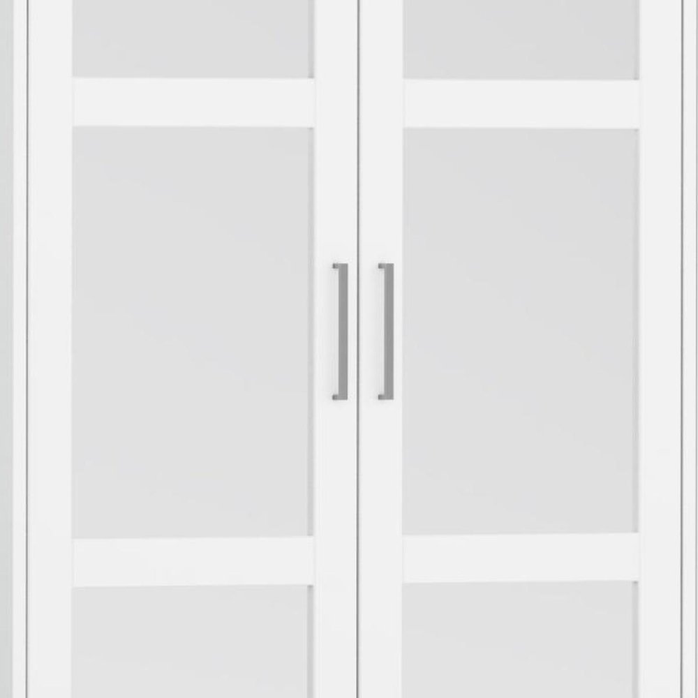 72" White Solid Wood Mirrored Four Door Combo Dresser — view 7
