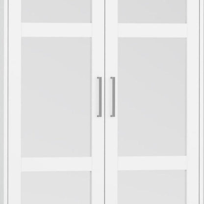 72" White Solid Wood Mirrored Four Door Combo Dresser HomeRoots