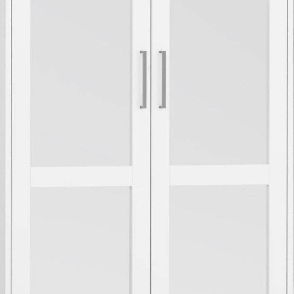 72" White Solid Wood Mirrored Four Door Combo Dresser — view 8