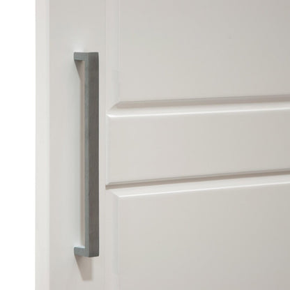 76" White Solid Wood Mirrored Four Door Armoire Wardrobe