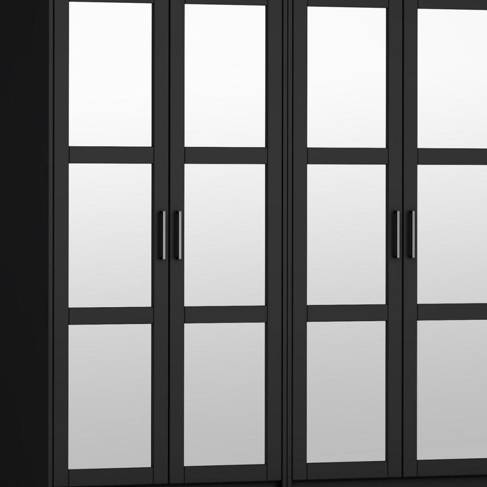72" White Solid Wood Mirrored Four Door Combo Dresser — view 15