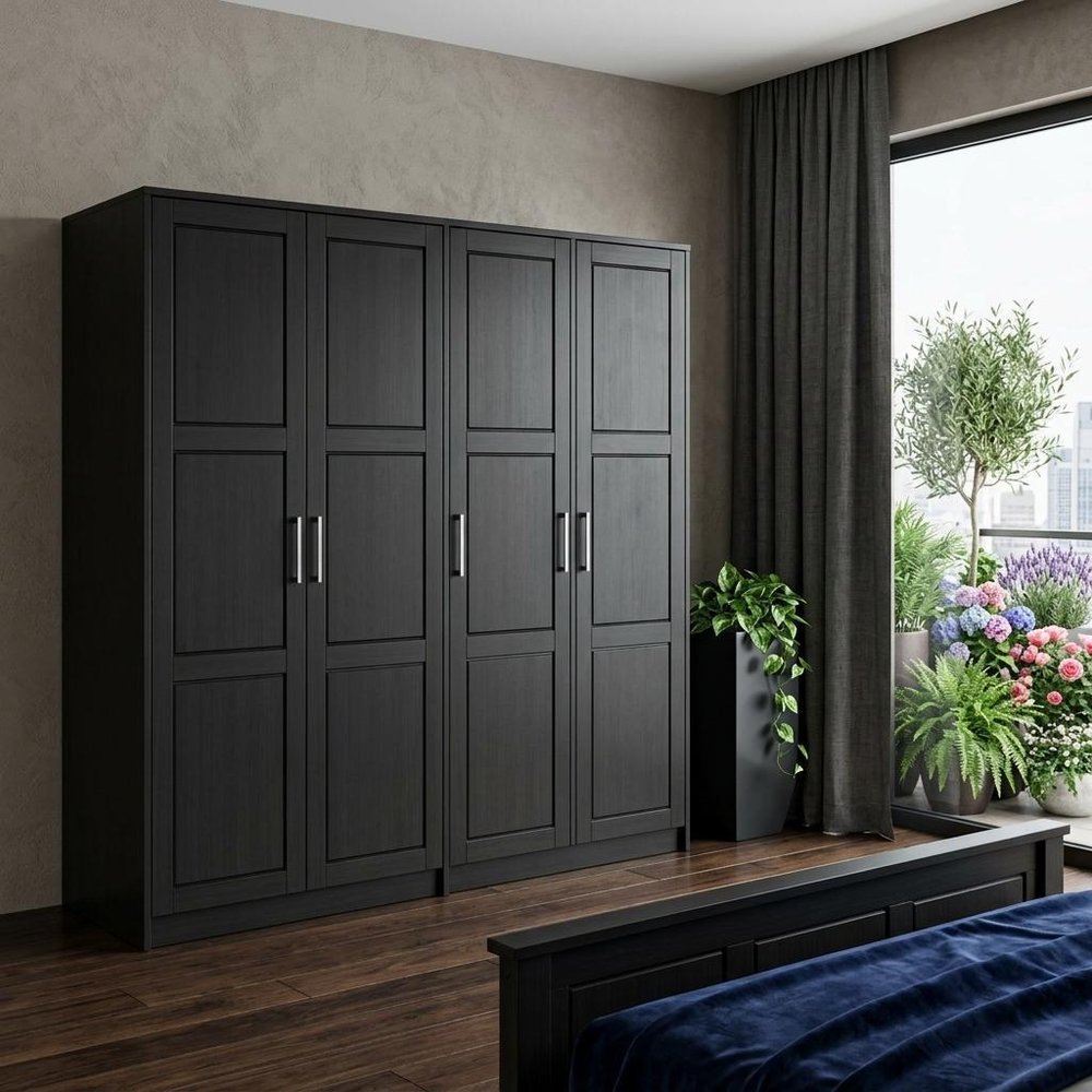 72" Black Solid Wood Five Door Combo Dresser HomeRoots