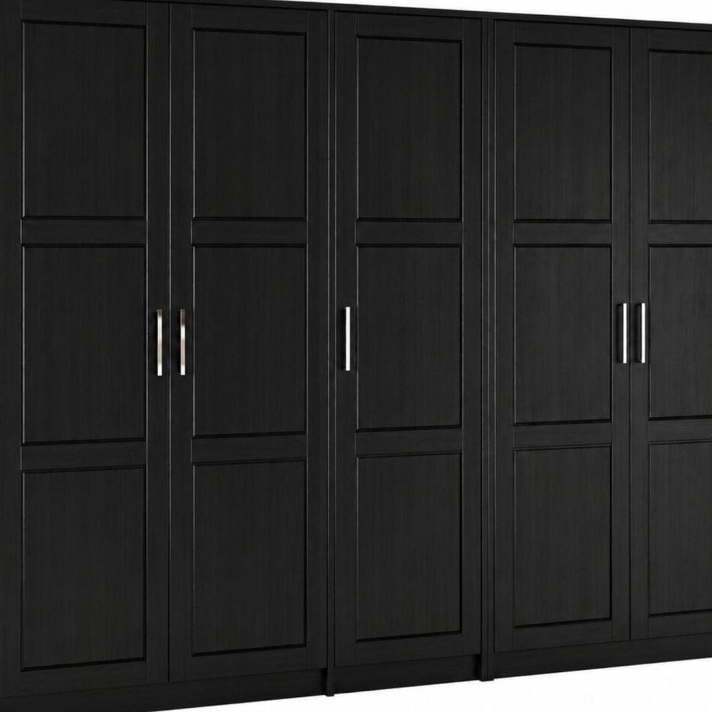 72" Black Solid Wood Five Door Combo Dresser HomeRoots