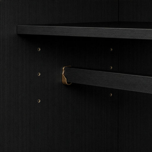 113" Black Solid Wood Mirrored Six Door Armoire Wardrobe