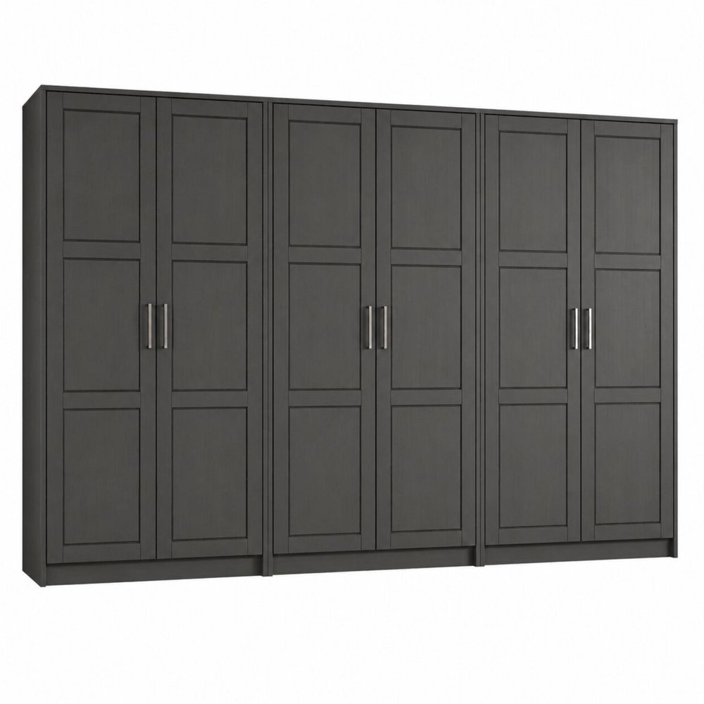 72" Black Solid Wood Six Door Combo Dresser — view 5