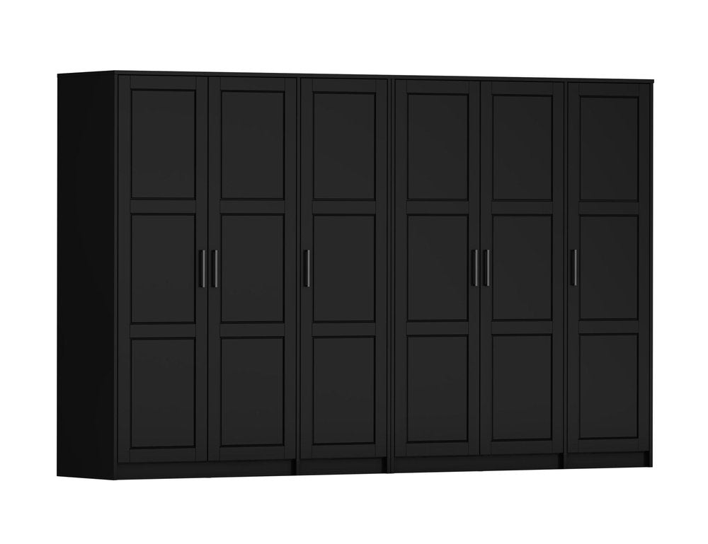 72" Black Solid Wood Six Door Combo Dresser — view 2