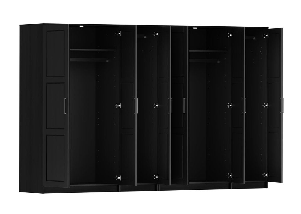 72" Black Solid Wood Six Door Combo Dresser HomeRoots