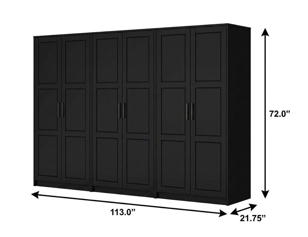 72" Black Solid Wood Six Door Combo Dresser HomeRoots