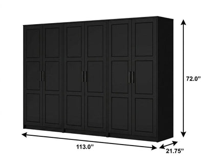 72" Black Solid Wood Six Door Combo Dresser HomeRoots