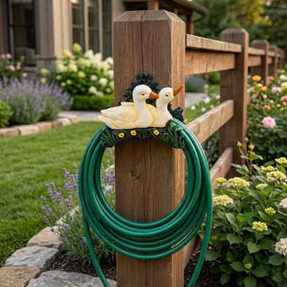8" Black And Yellow Iron Ducklings Garden Hose Hanger HomeRoots