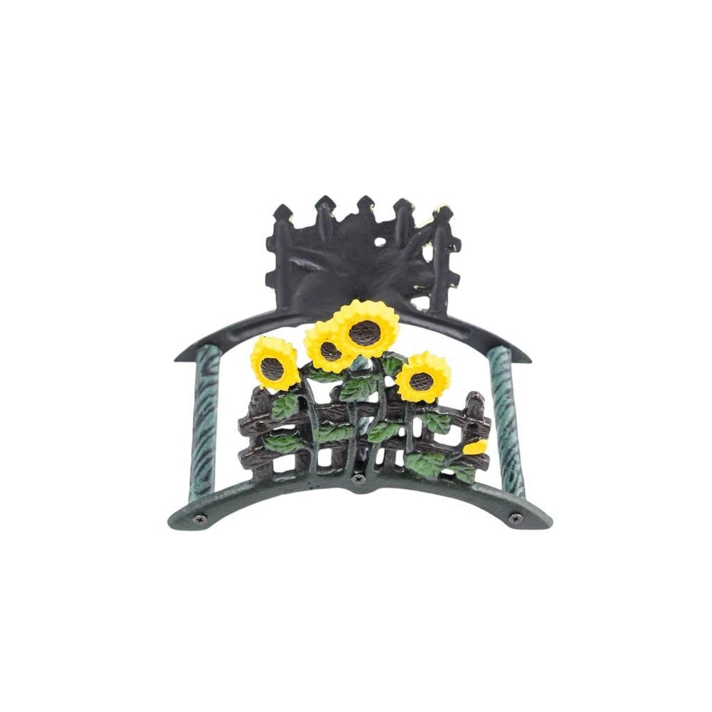 7" Yellow Black And Green Iron Sunflowers Garden Hose Hanger — view 2