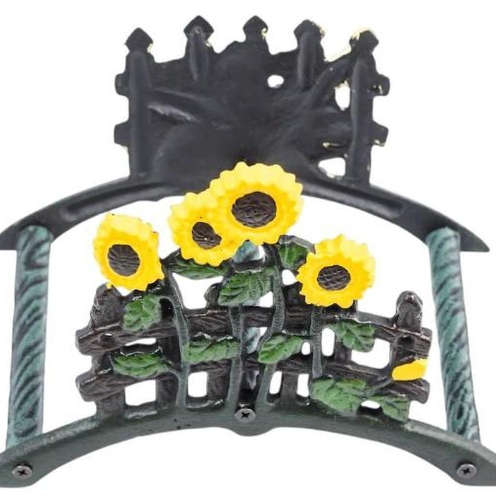 7" Yellow Black And Green Iron Sunflowers Garden Hose Hanger HomeRoots