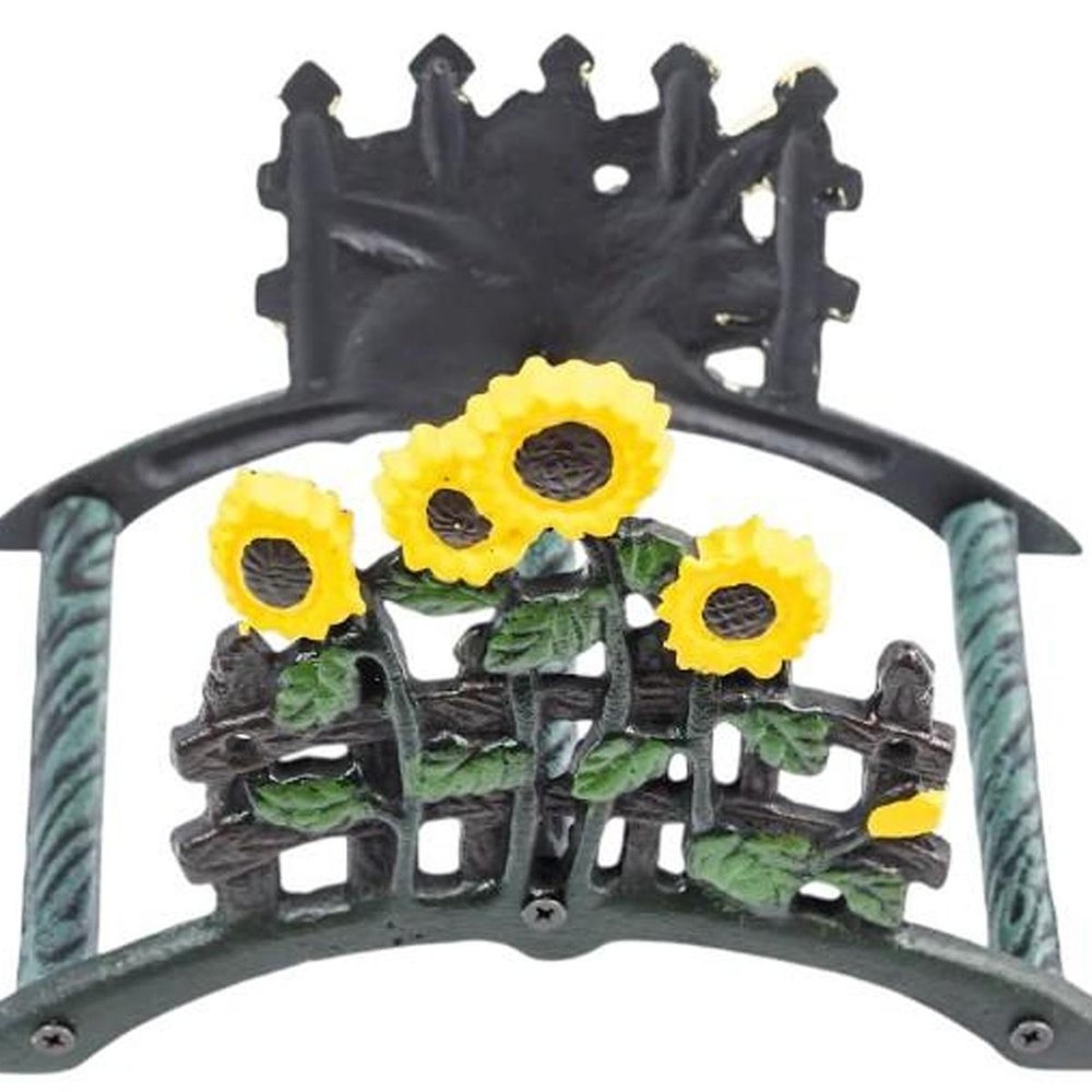 7" Yellow Black And Green Iron Sunflowers Garden Hose Hanger — view 4