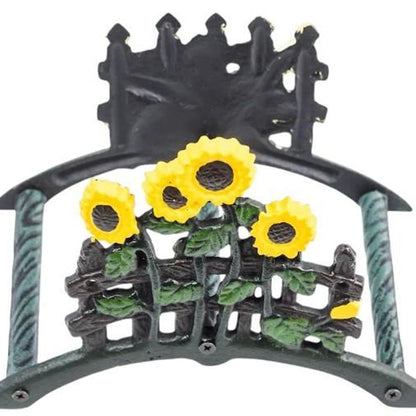 7" Yellow Black And Green Iron Sunflowers Garden Hose Hanger HomeRoots