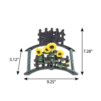 7" Yellow Black And Green Iron Sunflowers Garden Hose Hanger HomeRoots