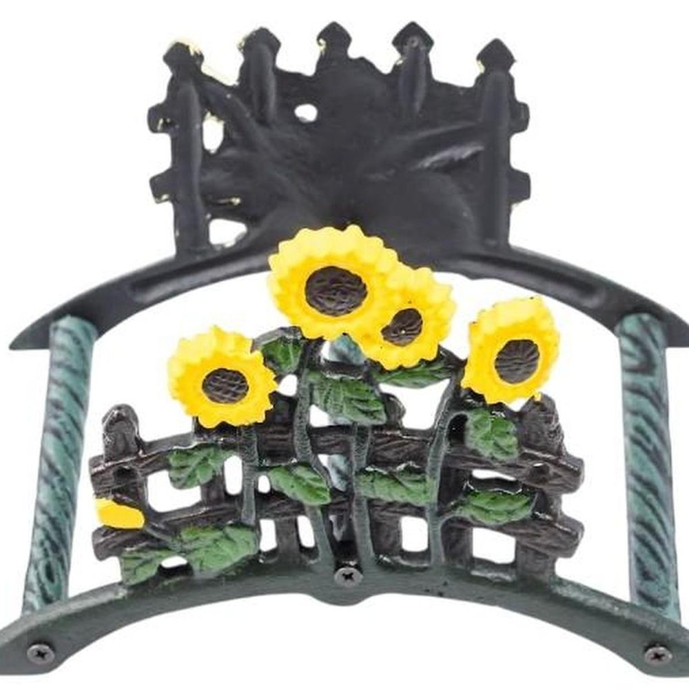 7" Yellow Black And Green Iron Sunflowers Garden Hose Hanger — view 3