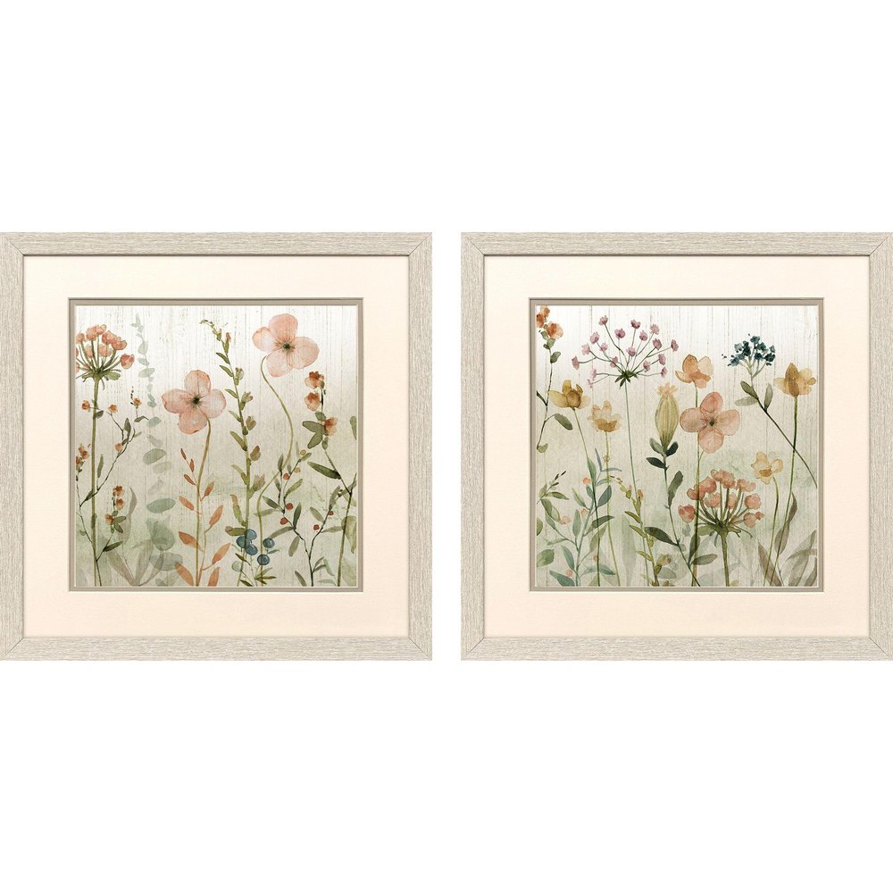 Set Of Two Fall Sketchbook Distressed White Framed Wall Art — view 1