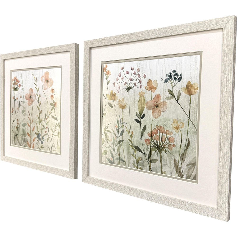 Set Of Two Fall Sketchbook Distressed White Framed Wall Art — view 2