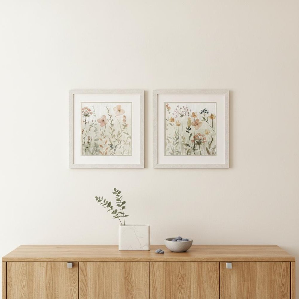 Set Of Two Fall Sketchbook Distressed White Framed Wall Art HomeRoots