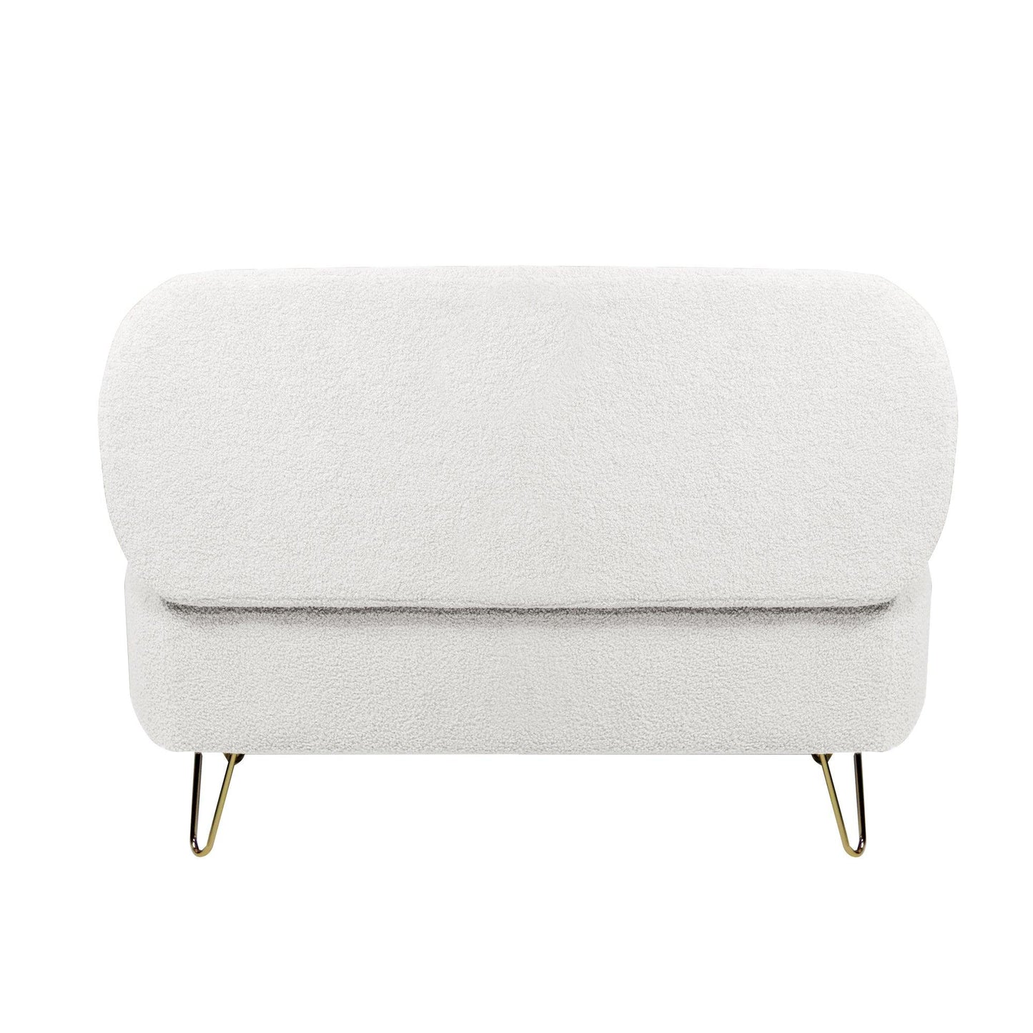 Ivory White Storage Ottoman Bench for End of Bed Gold Legs - FurniFindUSA