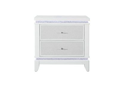 27" White And Silver Wood Two Drawer Nightstand HomeRoots