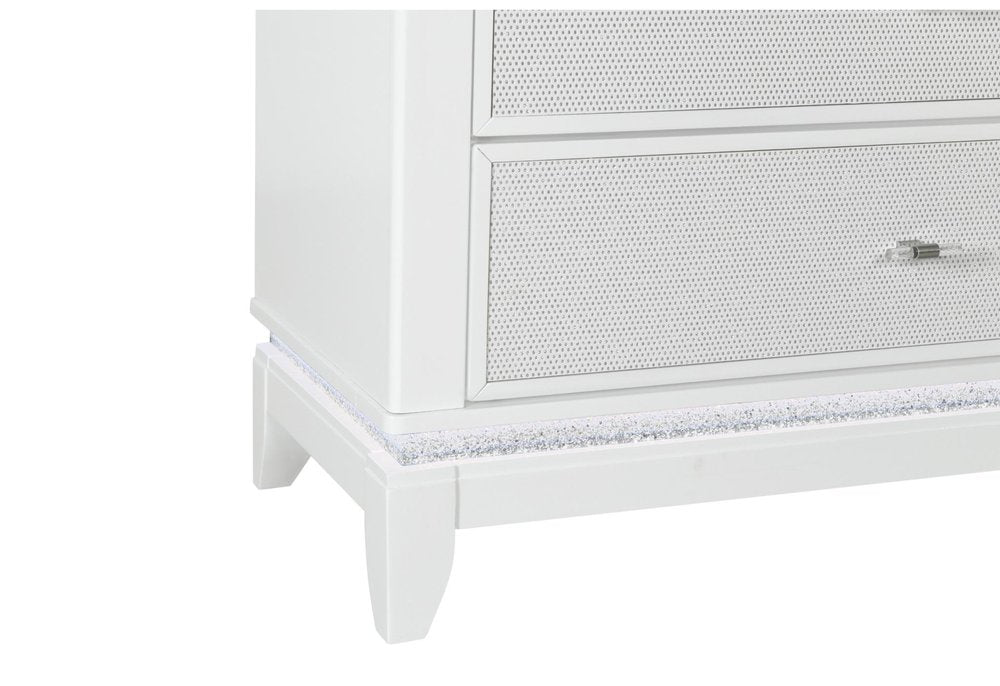 27" White And Silver Wood Two Drawer Nightstand HomeRoots
