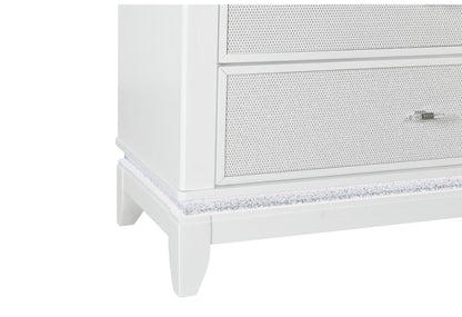 27" White And Silver Wood Two Drawer Nightstand HomeRoots