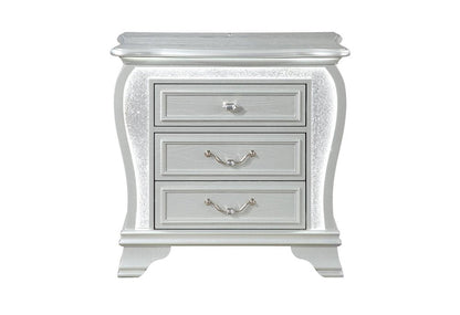 31" Silver Wood Two Drawer Nightstand