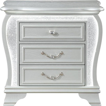 31" Silver Wood Two Drawer Nightstand HomeRoots