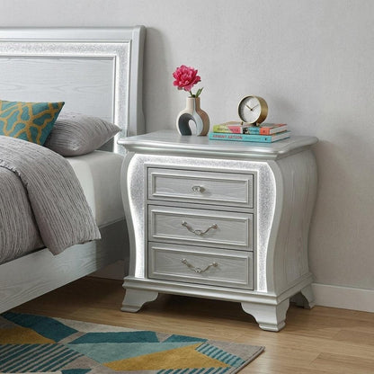 31" Silver Wood Two Drawer Nightstand HomeRoots