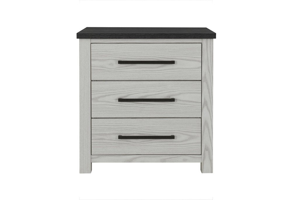 24" Beige Wood Two Drawer Nightstand — view 1