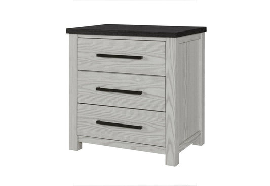 24" Beige Wood Two Drawer Nightstand