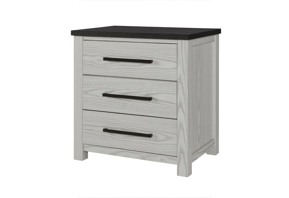 24" Beige Wood Two Drawer Nightstand — view 2