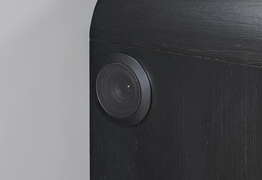 27" White And Black Wood Lighted Nightstand with USB Port and Integrated Tech