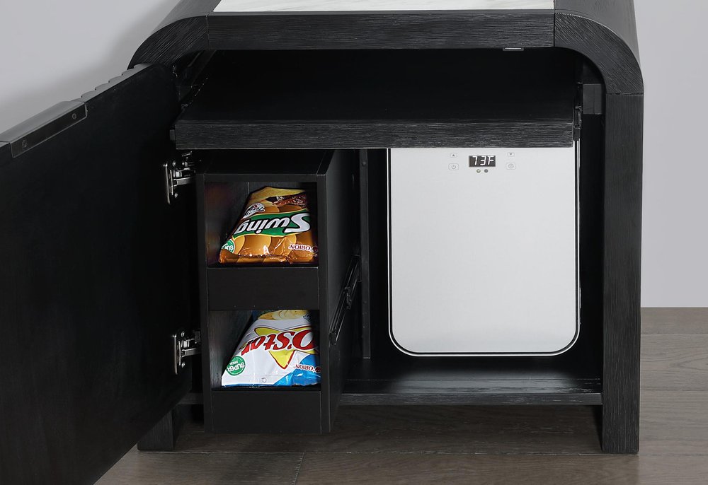 27" White And Black Wood Lighted Nightstand with USB Port and Integrated Tech — view 3
