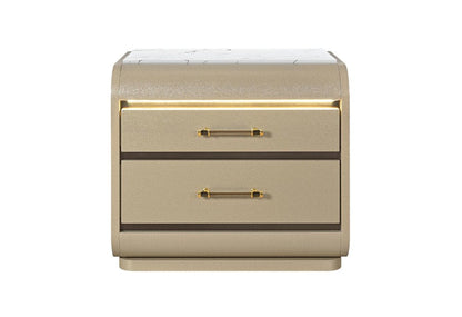 24" Gold Wood Lighted Two Drawer Nightstand HomeRoots