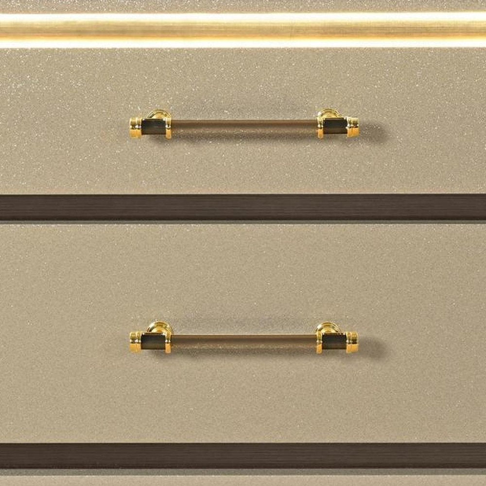 24" Gold Wood Lighted Two Drawer Nightstand HomeRoots