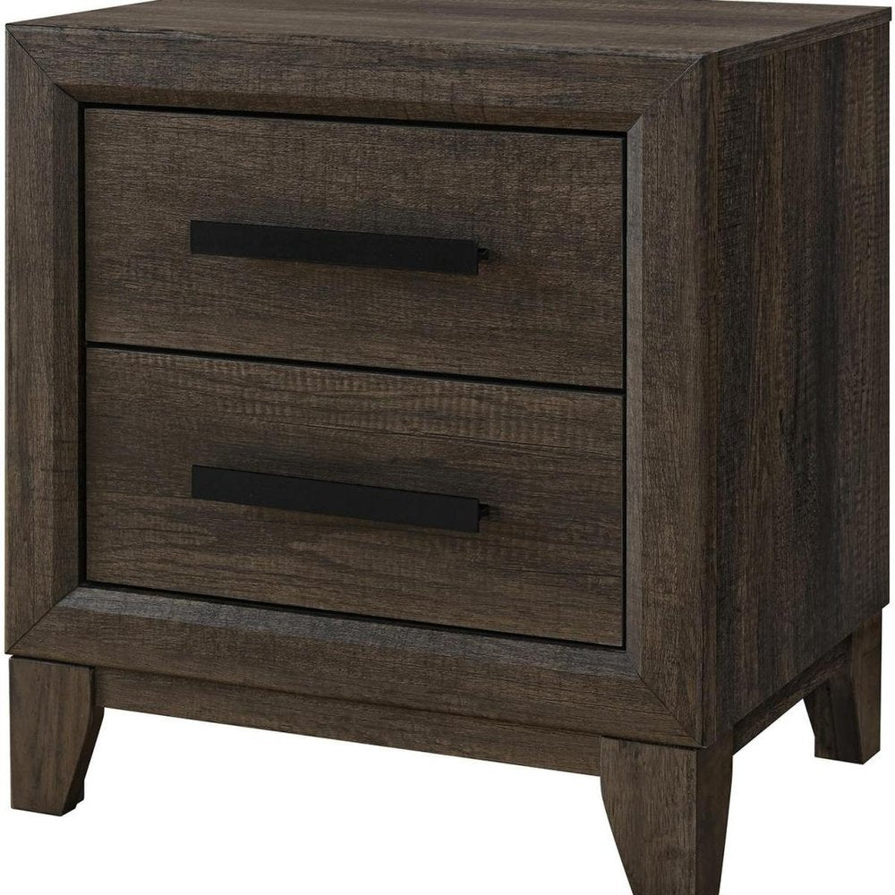 22" Dark Brown And Brown Wood Two Drawer Nightstand — view 9