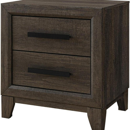 22" Dark Brown And Brown Wood Two Drawer Nightstand