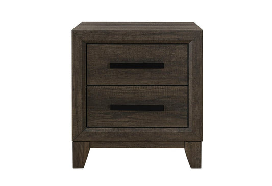 22" Dark Brown And Brown Wood Two Drawer Nightstand