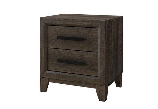 22" Dark Brown And Brown Wood Two Drawer Nightstand
