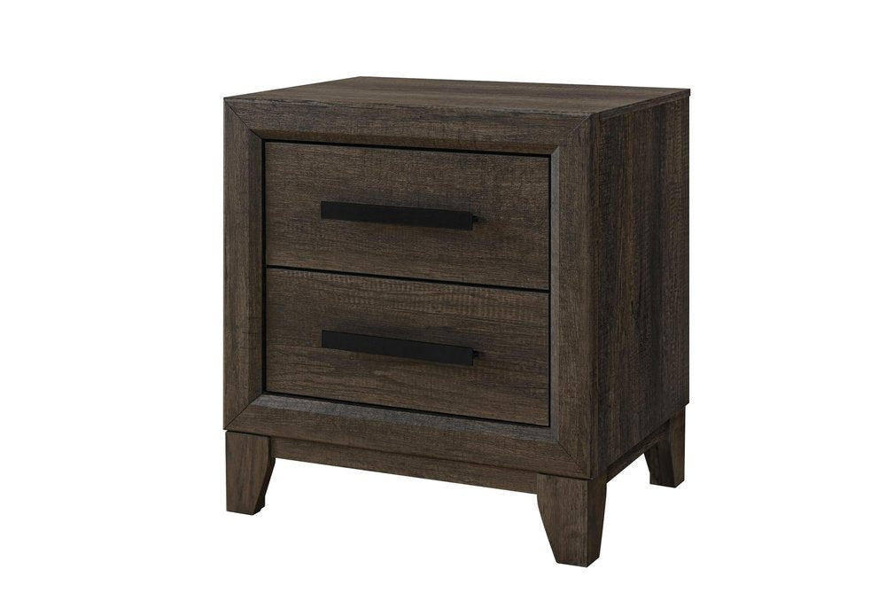 22" Dark Brown And Brown Wood Two Drawer Nightstand HomeRoots