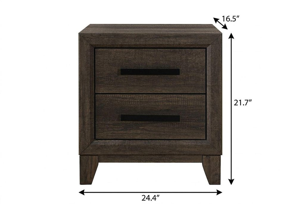 22" Dark Brown And Brown Wood Two Drawer Nightstand HomeRoots