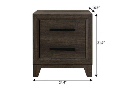 22" Dark Brown And Brown Wood Two Drawer Nightstand HomeRoots