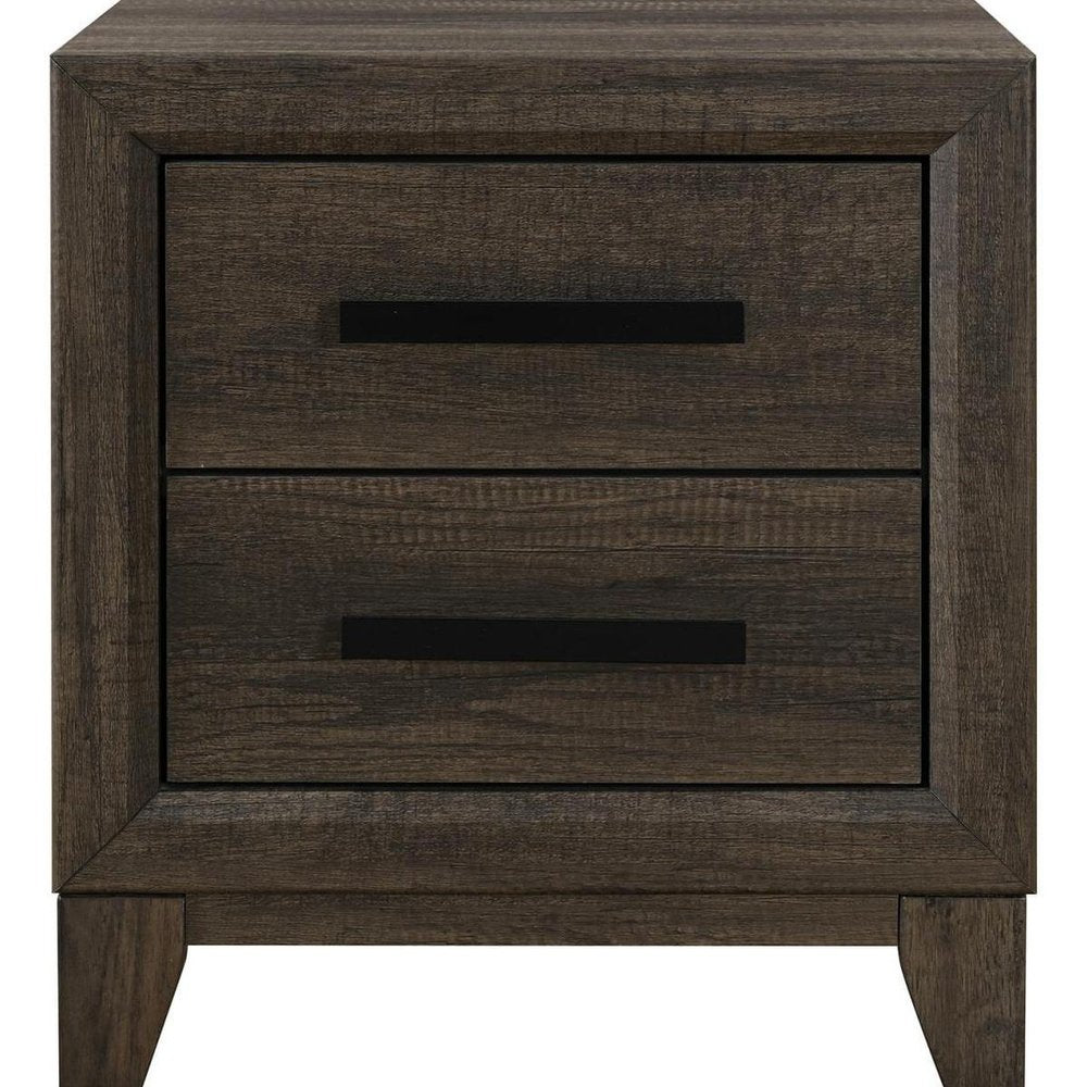 22" Dark Brown And Brown Wood Two Drawer Nightstand — view 6