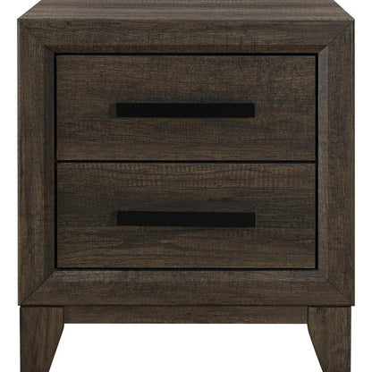 22" Dark Brown And Brown Wood Two Drawer Nightstand HomeRoots