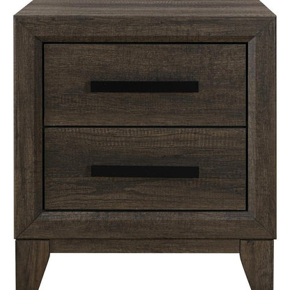 22" Dark Brown And Brown Wood Two Drawer Nightstand HomeRoots