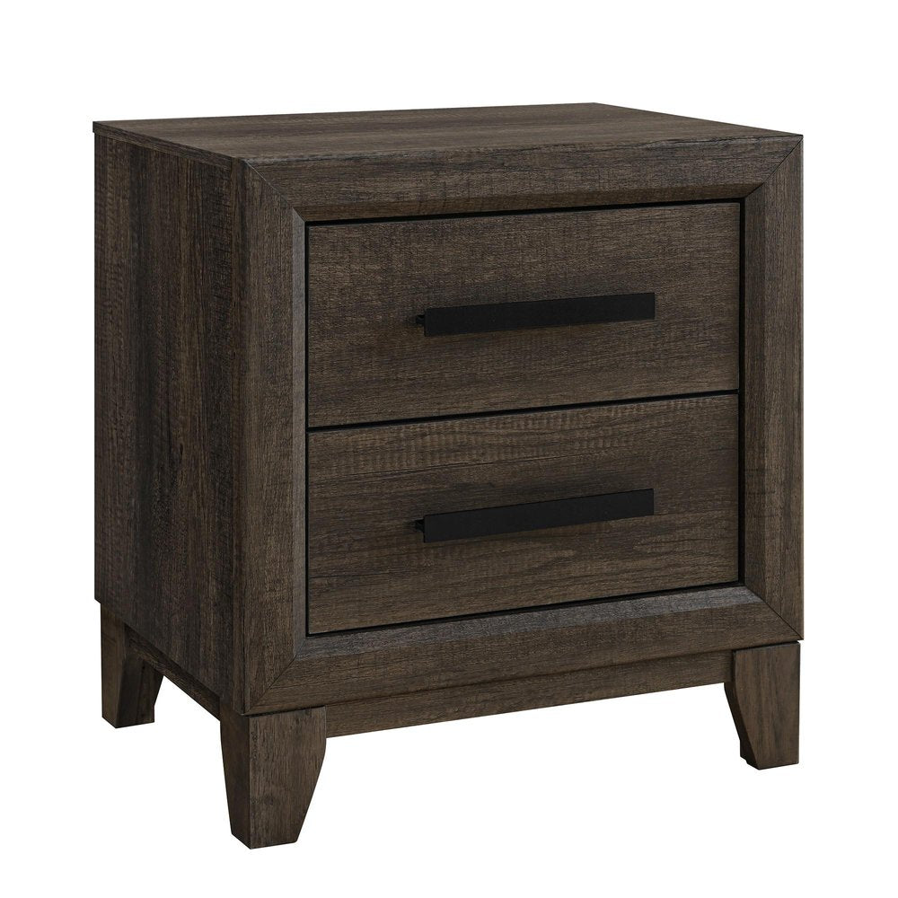 22" Dark Brown And Brown Wood Two Drawer Nightstand